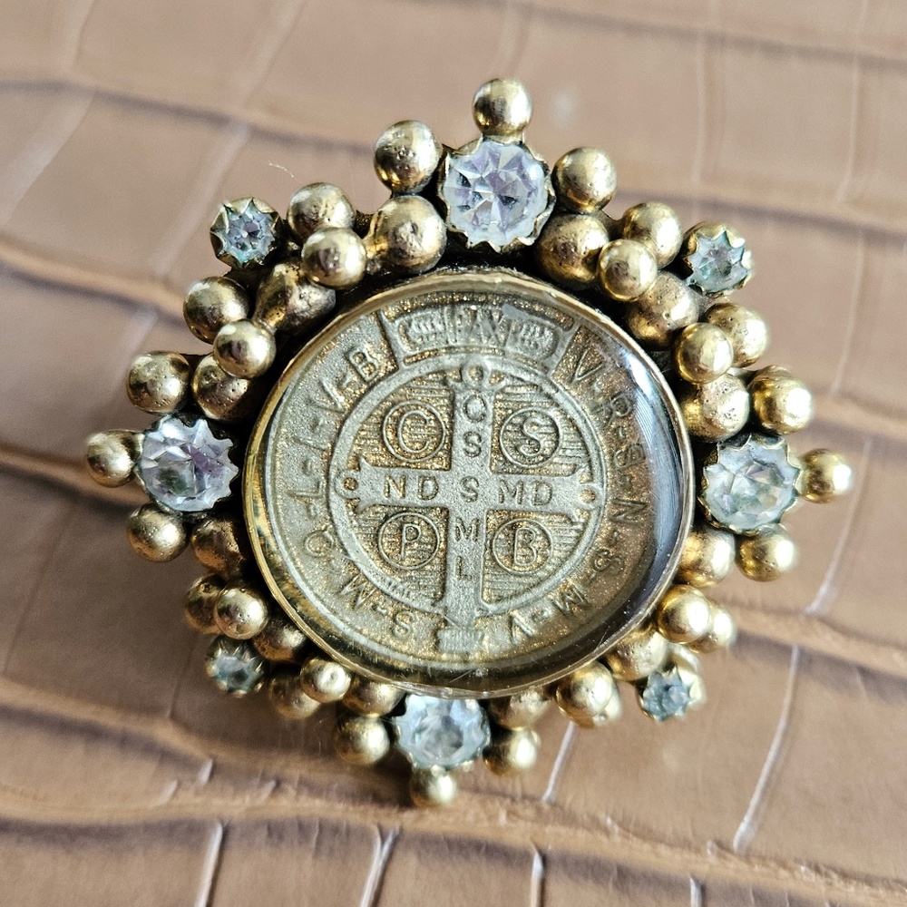 Virgins Saints & Angels San Benito Cloister Ring Gold Crystal size 7